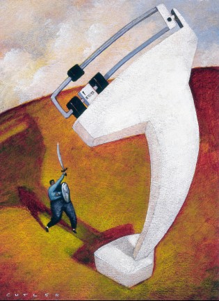 uomo combatte con bilancia